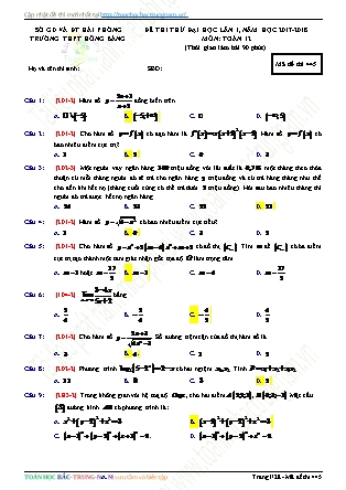 Đề thi thử đại học Lần 1 môn Toán Lớp 12 - Mã đề thi 445 - Năm học 2017-2018 - Trường THPT Hồng Bàng