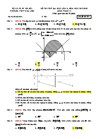 Đề thi thử Đại học Lần 2 môn Toán Lớp 12 - Năm học 2017-2018 - Trường THPT Kim Liên