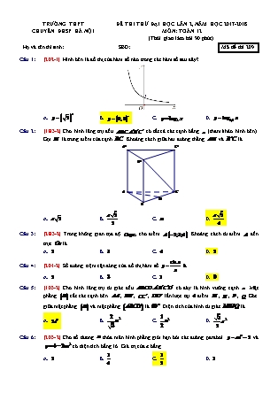 Đề thi thử đại học Lần 2 môn Toán Lớp 12 - Năm học 2017-2018 - Trường THPT Chuyên Đại học sư phạm Hà nội
