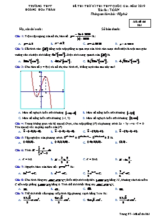 Đề thi thử kì thi Trung học phổ thông quốc gia môn Toán Lớp 12 - Đề số 1 - Năm học 2018-2019 - Trường THPT Hoàng Hoa Thám