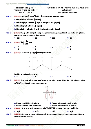 Đề thi thử kì thi Trung học phổ thông quốc gia môn Toán Lớp 12 - Mã đề thi 209 - Năm học 2017-2018 - Trường THPT Phan Bội Châu