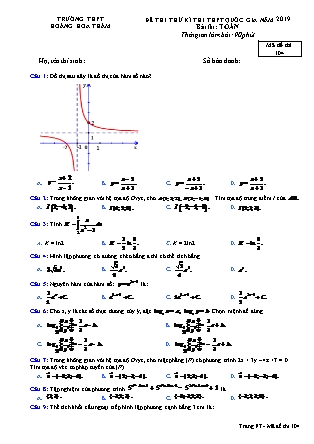 Đề thi thử kì thi Trung học phổ thông quốc gia môn Toán Lớp 12 - Đề số 2 - Năm học 2018-2019 - Trường THPT Hoàng Hoa Thám