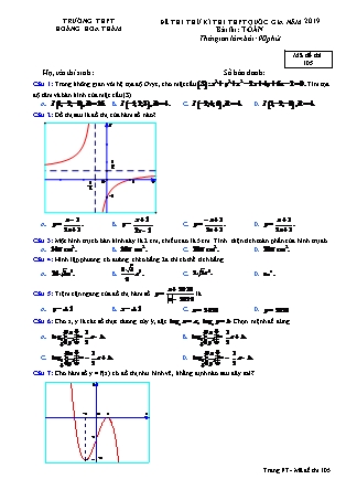 Đề thi thử kì thi Trung học phổ thông quốc gia môn Toán Lớp 12 - Đề số 5 - Năm học 2018-2019 - Trường THPT Hoàng Hoa Thám