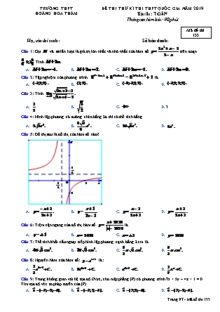 Đề thi thử kì thi Trung học phổ thông quốc gia môn Toán Lớp 12 - Đề số 6 - Năm học 2018-2019 - Trường THPT Hoàng Hoa Thám