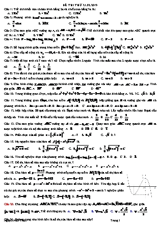 Đề thi thử môn Toán Lớp 12 - Đề số 2 - Năm học 2018-2019