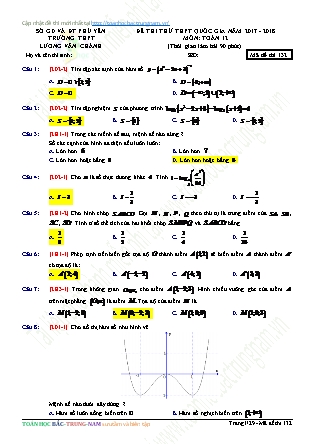 Đề thi thử Trung học phổ thông môn Toán Lớp 12 - Mã đề thi 132 - Năm học 2017-2018 - Trường THPT Lương Văn Chánh