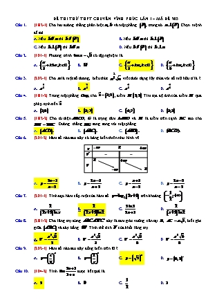 Đề thi thử Trung học phổ thông môn Toán Lớp 12 - Mã đề thi 903