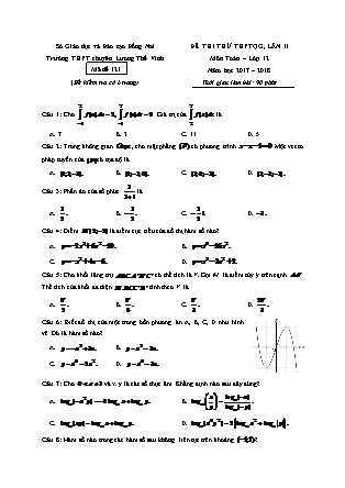 Đề thi thử Trung học phổ thông môn Toán Lớp 12 - Trường THPT chuyên Lương Thế Vinh
