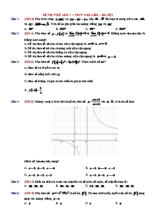 Đề thi thử Trung học phổ thông quốc gia Lần 1 môn Toán Lớp 12 - Trường THPT Kim Liên