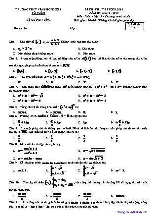 Đề thi thử Trung học phổ thông quốc gia Lần 1 môn Toán Lớp 11 - Đề số 1 - Năm học 2018-2019 - Trường THPT Yên Phong