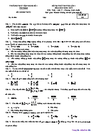 Đề thi thử Trung học phổ thông quốc gia Lần 1 môn Toán Lớp 11 - Đề số 2 - Năm học 2018-2019 - Trường THPT Yên Phong