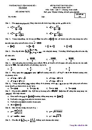 Đề thi thử Trung học phổ thông quốc gia Lần 1 môn Toán Lớp 11 - Đề số 4 - Năm học 2018-2019 - Trường THPT Yên Phong