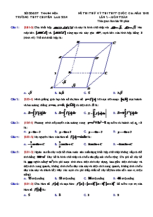 Đề thi thử Trung học phổ thông quốc gia Lần 2 môn Toán Lớp 12 - Mã đề thi 101 - Năm học 2017-2018 - Trường THPT chuyên Lam Sơn