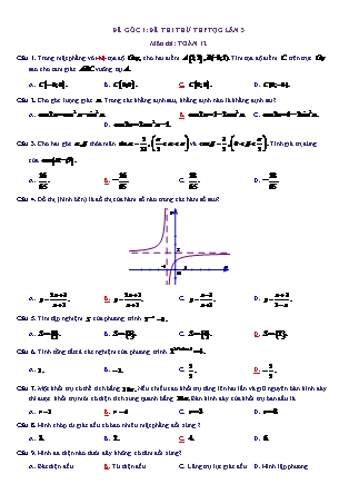 Đề thi thử Trung học phổ thông quốc gia Lần 3 môn Toán Lớp 12 (Kèm đáp án)