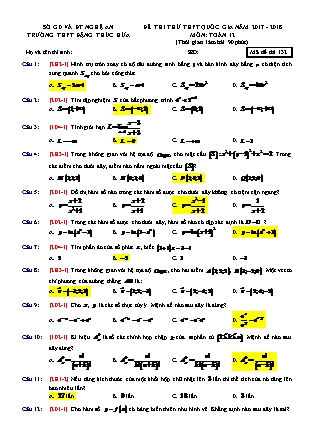 Đề thi thử Trung học phổ thông quốc gia Lần 4 môn Toán Lớp 12 - Mã đề thi 132 - Năm học 2016-2017 - Trường THPT Đặng Thúc Hứa