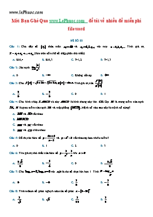 Đề thi thử Trung học phổ thông quốc gia môn Toán 12 - Đề số 2 - Năm học 2017-2018