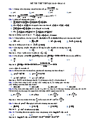 Đề thi thử Trung học phổ thông quốc gia môn Toán Giải tích Lớp 12 - Đề số 15