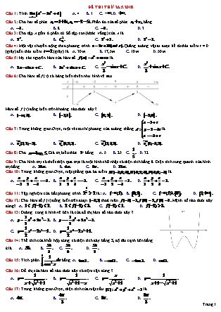 Đề thi thử Trung học phổ thông quốc gia môn Toán Khối 12 - Năm học 2017-2018 (Chuẩn kiến thức))