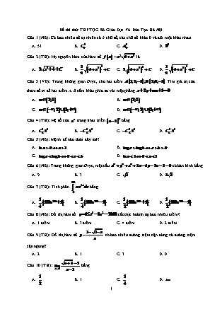 Đề thi thử Trung học phổ thông quốc gia môn Toán Lớp 12 (Bản đẹp)