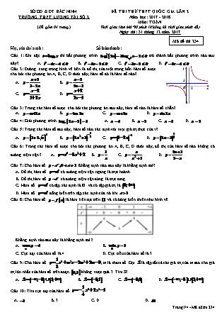 Đề thi thử Trung học phổ thông quốc gia môn Toán Lớp 12 - Đề số 2 - Năm học 2017-2018 - Trường THPT Lương Tài