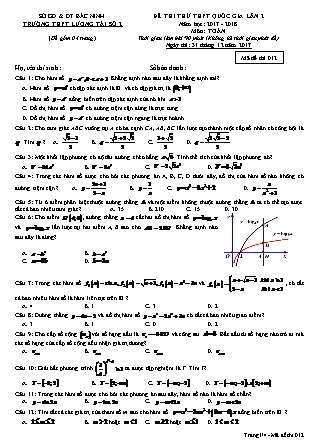 Đề thi thử Trung học phổ thông quốc gia môn Toán Lớp 12 - Đề số 1 - Năm học 2017-2018 - Trường THPT Lương Tài