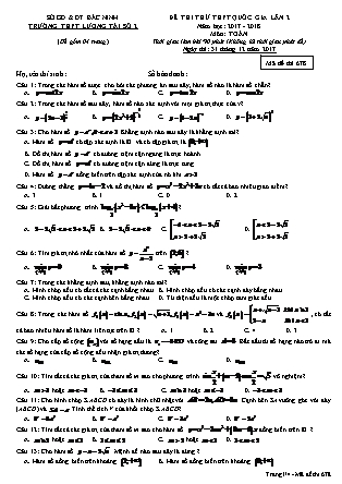 Đề thi thử Trung học phổ thông quốc gia môn Toán Lớp 12 - Đề số 4 - Năm học 2017-2018 - Trường THPT Lương Tài