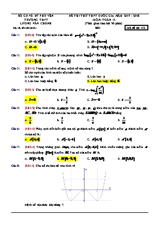 Đề thi thử Trung học phổ thông quốc gia môn Toán Lớp 12 - Đề số 2 - Năm học 2017-2018 - Trường THPT Lương Văn Chánh