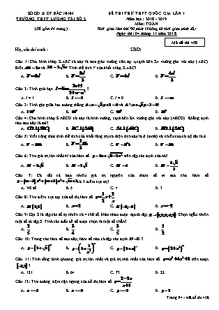 Đề thi thử Trung học phổ thông quốc gia môn Toán Lớp 12 - Học kì I - Đề số 4 - Năm học 2018-2019 - Trường THPT Lương Tài