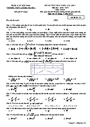 Đề thi thử Trung học phổ thông quốc gia môn Toán Lớp 12 - Học kì I - Đề số 1 - Năm học 2018-2019 - Trường THPT Lương Tài