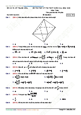 Đề thi thử Trung học phổ thông quốc gia môn Toán Lớp 12 - Mã đề thi 101 - Sở giáo dục và đào tạo Thanh Hóa