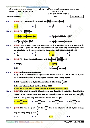 Đề thi thử Trung học phổ thông quốc gia môn Toán Lớp 12 - Mã đề thi 132 - Năm học 2017-2018 - Trường THPT Lê Quý Đôn