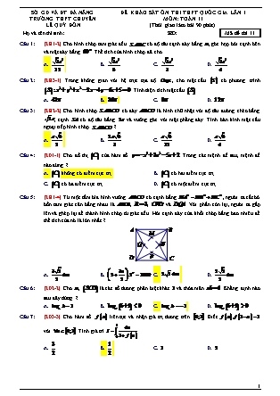 Đề thi thử Trung học phổ thông quốc gia môn Toán Lớp 12 - Mã đề thi 11 - Năm học 2017-2018 - Trường THPT Lê Quý Đôn