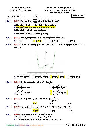 Đề thi thử Trung học phổ thông quốc gia môn Toán Lớp 12 - Mã đề thi 112