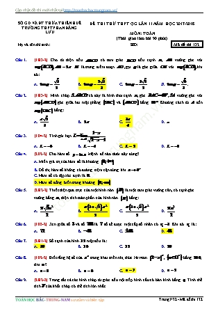 Đề thi thử Trung học phổ thông quốc gia môn Toán Lớp 12 - Mã đề thi 132 - Năm học 2017-2018 - Trường THPT Phan Đăng Lưu