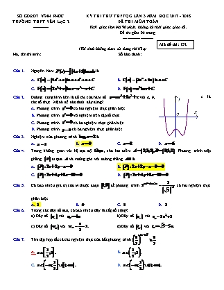 Đề thi thử Trung học phổ thông quốc gia môn Toán Lớp 12 - Năm học 2017-2018 - Trường THPT Yên Lạc