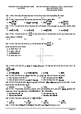 Đề thi thử Trung học phổ thông quốc gia môn Toán Lớp 12 - Năm học 2018-2019 - Trường THPT Chuyên Bắc Ninh