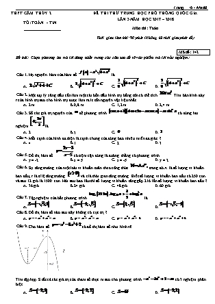 Đề thi thử Trung học phổ thông quốc gia môn Toán Lớp 12 - Năm học 2017-2018 - Trường THPT Cẩm Thủy