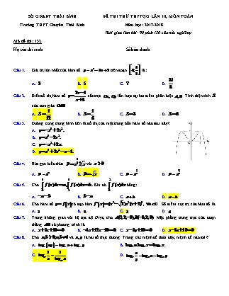 Đề thi thử Trung học phổ thông quốc gia môn Toán Lớp 12 - Năm học 2017-2018 - Trường THPT Thái Bình