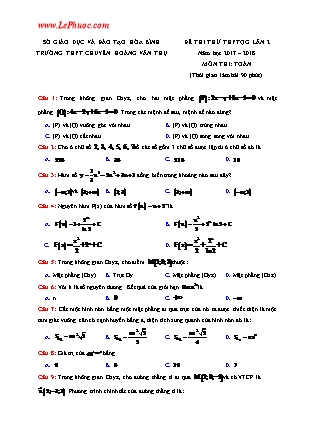 Đề thi thử Trung học phổ thông quốc gia môn Toán Lớp 12 - Năm học 2017-2018 - Trường THPT chuyên Hoàng Văn Thụ