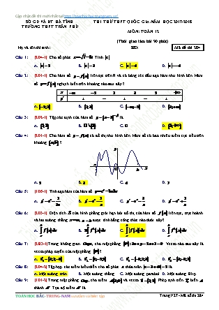 Đề thi thử Trung học phổ thông quốc gia môn Toán Lớp 12 - Năm học 2017-2018 - Trường THPT Trần Phú