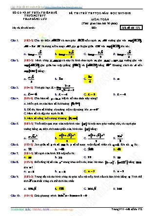 Đề thi thử Trung học phổ thông quốc gia môn Toán Lớp 12 - Năm học 2017-2018 - Trường THPT Phan Đăng Lưu