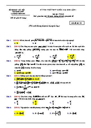 Đề thi thử Trung học phổ thông quốc gia môn Toán Lớp 12 - Năm học 2017-2018 - Trường THPT Lương Thế Vinh