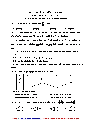 Đề thi thử Trung học phổ thông quốc gia môn Toán Lớp 12 - Sở giáo dục và đào tạo Bình Phước