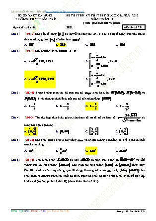 Đề thi thử Trung học phổ thông quốc gia môn Toán Lớp 12 - Trường THPT Trần Phú