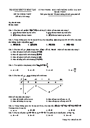 Đề thi Trung học phổ thông quốc gia môn Toán - Đề số 3 (Chuẩn kiến thức)