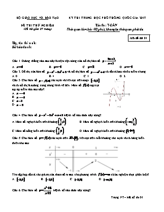 Đề thi Trung học phổ thông quốc gia môn Toán học (Chuẩn kiến thức)