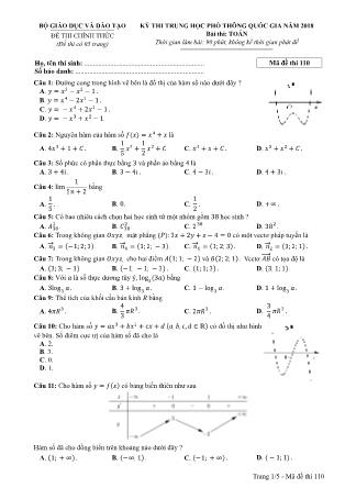 Đề thi Trung học phổ thông quốc gia môn Toán học Lớp 12 - Đề số 10 - Năm học 2017-2018