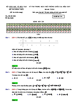 Đề thi Trung học phổ thông quốc gia môn Toán học Lớp 12 - Đề số 4 - Năm học 2016-2017