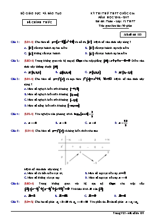 Đề thi Trung học phổ thông quốc gia môn Toán học Lớp 12 - Đề số 3 - Năm học 2016-2017