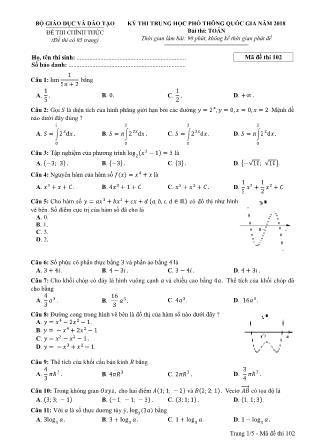 Đề thi Trung học phổ thông quốc gia môn Toán học Lớp 12 - Đề số 2 - Năm học 2017-2018